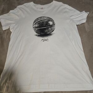 Men's Jordan White Short Sleeve T-Shirt with Black Basketball Graphic